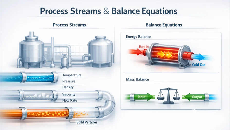 Process Streams and Balance Equations Diagram
